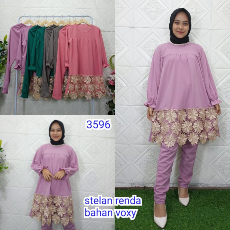 setelan muslim brukat jumbo bahan voxy premium