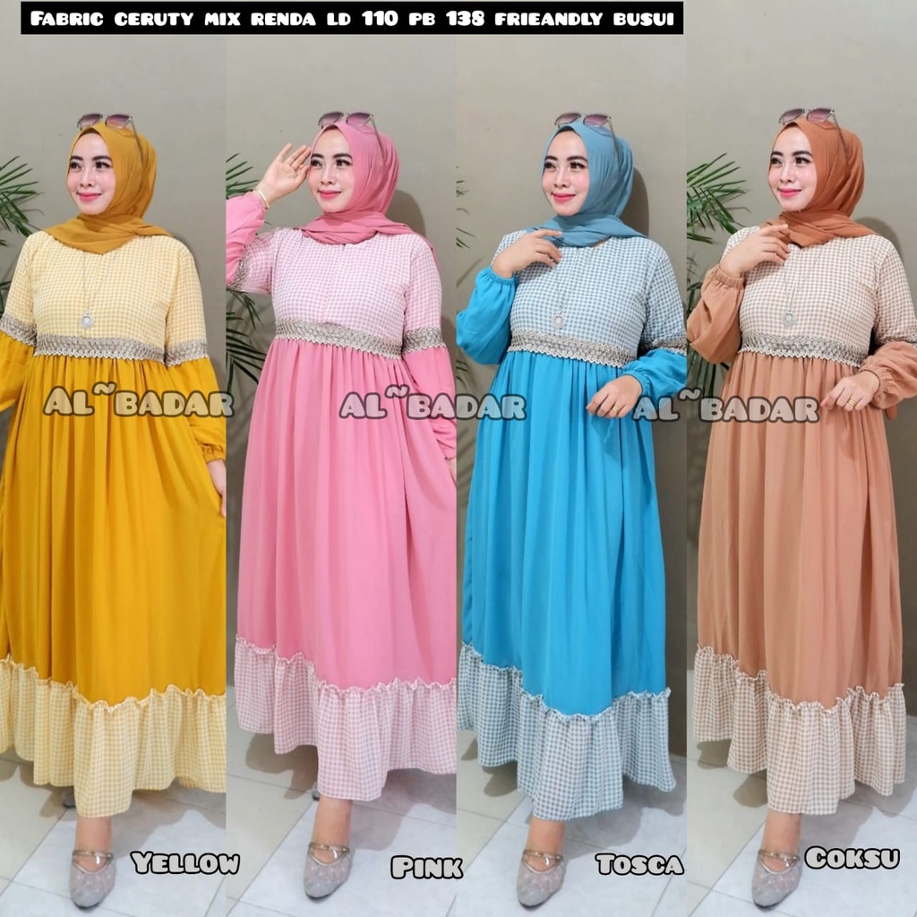 [ BISA COD ] GAMIS CERUTY BABYDOLL MOTIF MICX RENDA DANIK, DRESS CERUTY BABYDOL MOTIF MIX RENDA DANIK MODEL TERBARU,GAMIS BUSUI BY AL BADAR