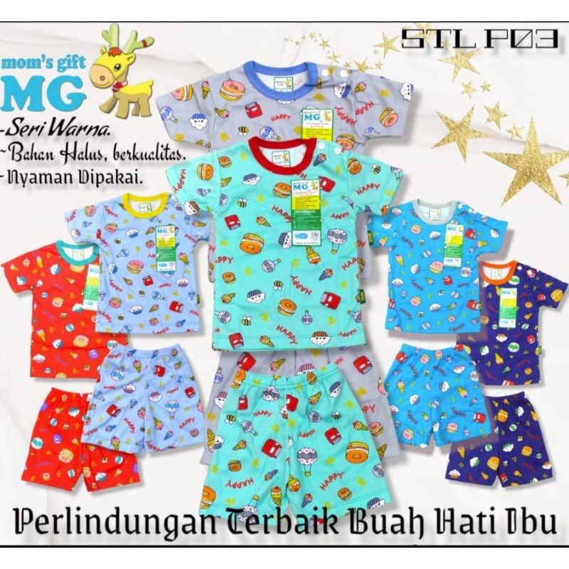 Setelan Baju Pendek Bayi/Anak Mom's Gift kancing pundak premium - SNI