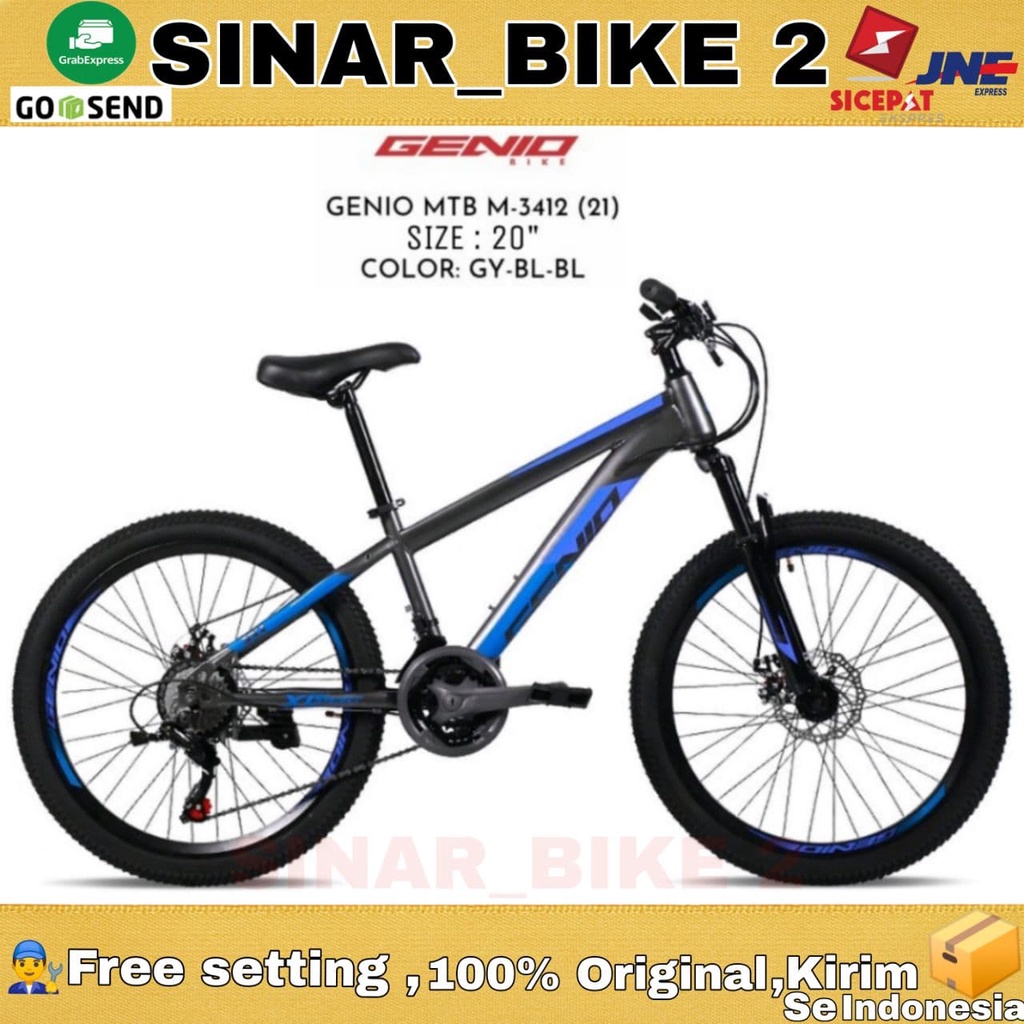 Sepeda Gunung Mtb Genio 3412 20 Inch Rem Cakram 24 speed