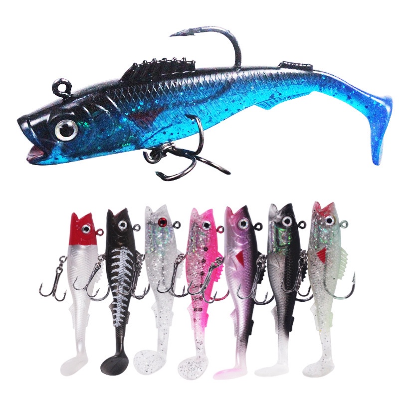 1Pcs New Soft Umpan Pancing Swimbait 9cm 14g Luminous Fishing Lure Ikan Bass Wobbler Sinking Bait Kail Memancing Tackle