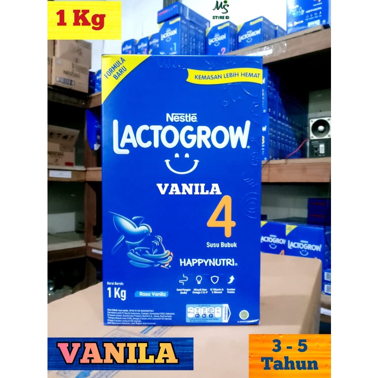 

Nestle LACTOGROW 4 Box 1 Kg Rasa Madu dan Vanila Susu Bubuk Bayi untuk Pertumbuhan Anak 3 - 5 Tahun