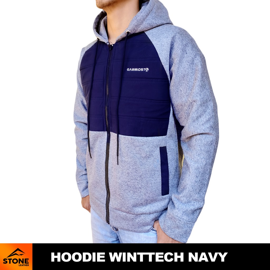 Stone Leather - Jaket Pria Hoodie Winttech Navy