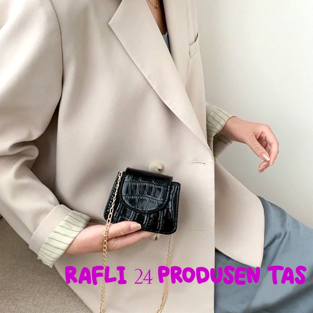 Tas Selempang Wanita Mini Murah Croco Tali Rantai Import Sling Bag Cewek Cantik Elegan Tas Anak Perempuan Model Korea Fashion 2022 Kekinian