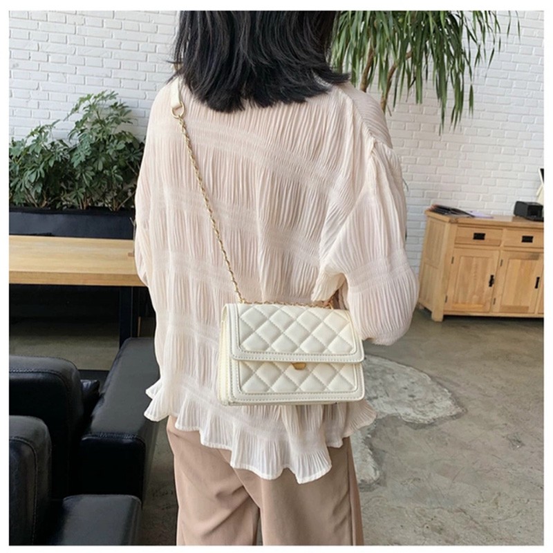 T001 tas selempang wanita import murah tas sling bag cewek kulit pu tali rantai fashion terbaru