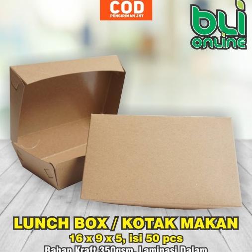 

:=:=:=:=] Lunch Box size M 16x9x5 / Take Away Box / Dus Nasi / Kardus Snack