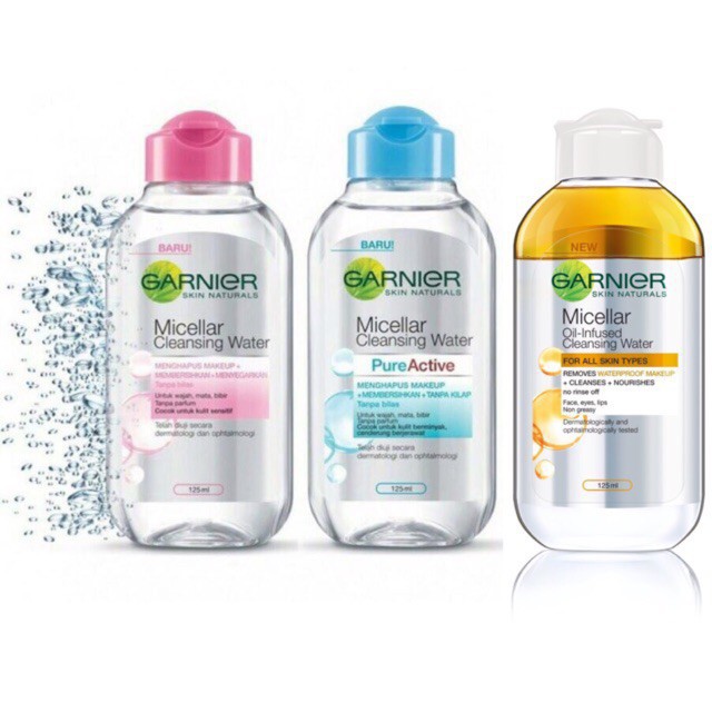 ORIGINAL GARNIER MICELLAR WATER BIRU PINK KUNING 50 125 400 ML