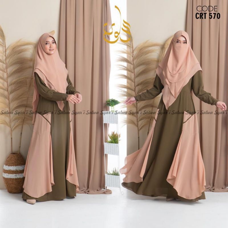 REALPICT COD GAMIS SET KHIMAR / HIJAB + CADAR LD 110 PB 140 BAHAN CERUTY BABYDOLL TERBARU BAHAN ADEM