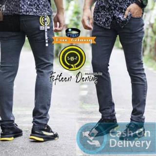 VRT 074 TERBARU Pree ongkir celana  jeans pensil  pria  abu  