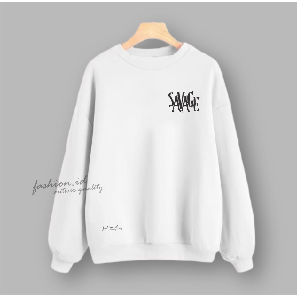 Sweater Crewneck Pria Distro Original Putih Switer Oblong Cowok Brand Lokal Bandung Ori Cowo Japan