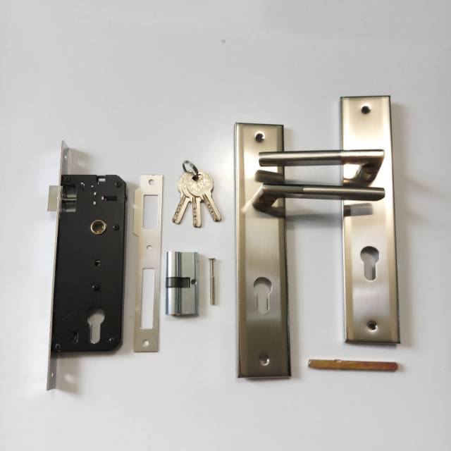HANDLE SET KUNCI PINTU RUMAH MINIMALIS KOTAK SAMPING PUTIH BESAR