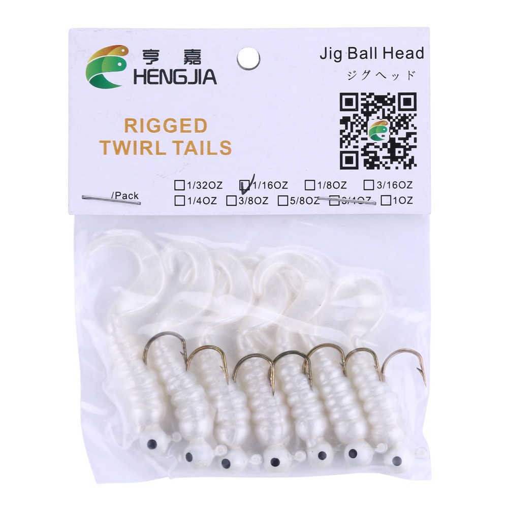 Hengjia 7pcs / Kantong Umpan Pancing Jighead Lembut 1.75g 4 Warna Dengan Kail Wobbler