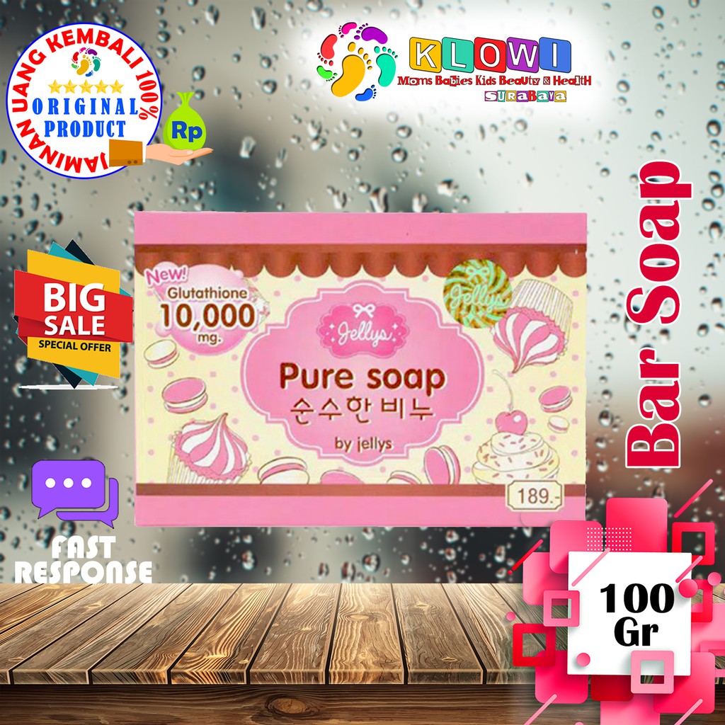 Jellys Pure Soap 100G / Jellys Sabun Pemutih / Sabun Batang / Glutathione 10000Mg