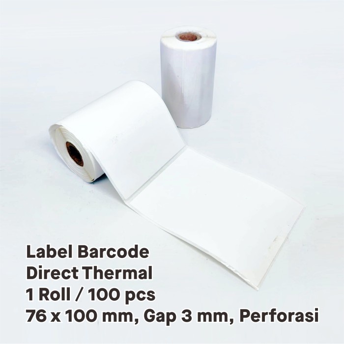 

Stiker Label Barcode Sticker Direct Thermal 7,6 x 10 cm 76 x 100mm (1 Roll/100 pcs)