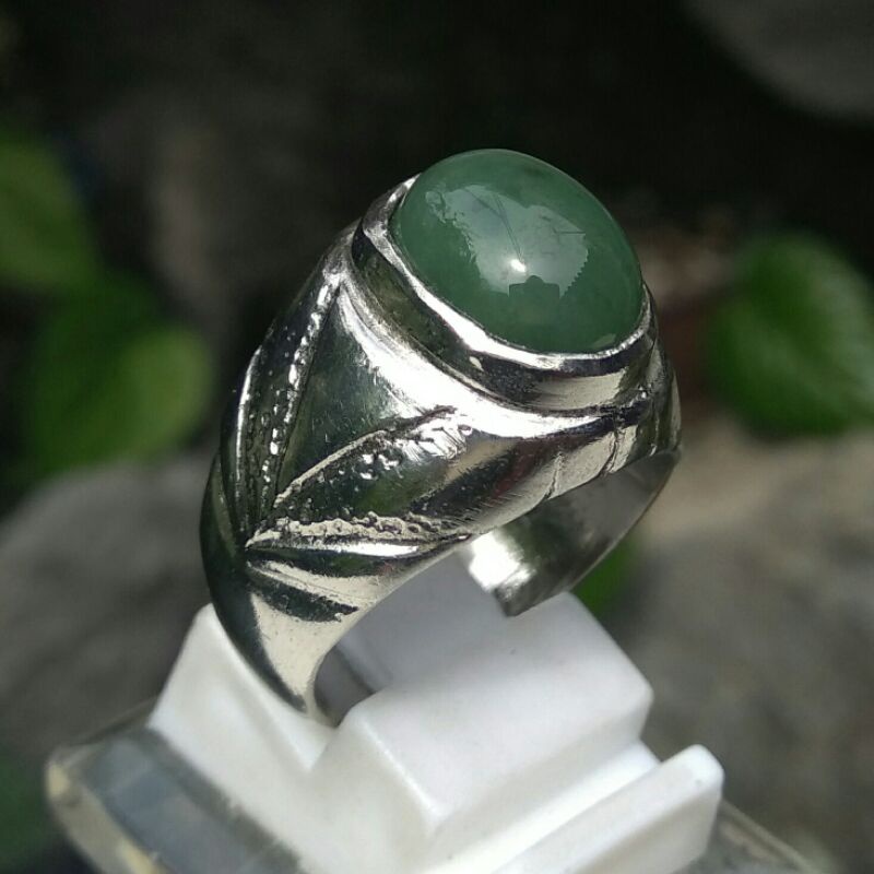 Cincin pria batu giok asli aceh nephrite jade natural murah