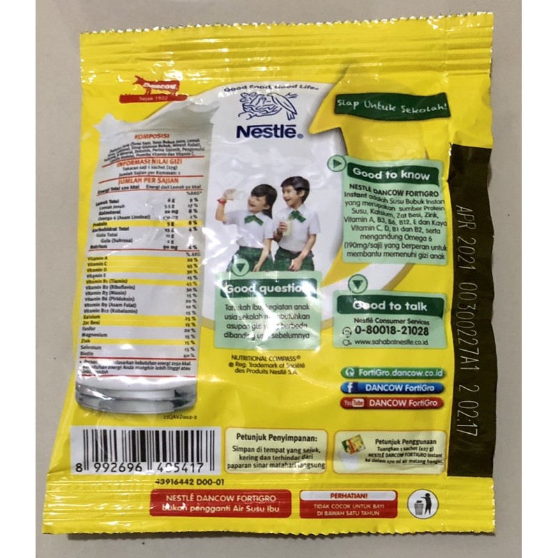 Dancow Instant Sachet 27 gr Susu Bubuk pcs