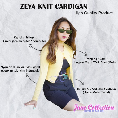 JANE COLLECTION || Atasan Wanita Zeya Knit Cardigan Outerwear Wanita XXL Kardigan Cewek