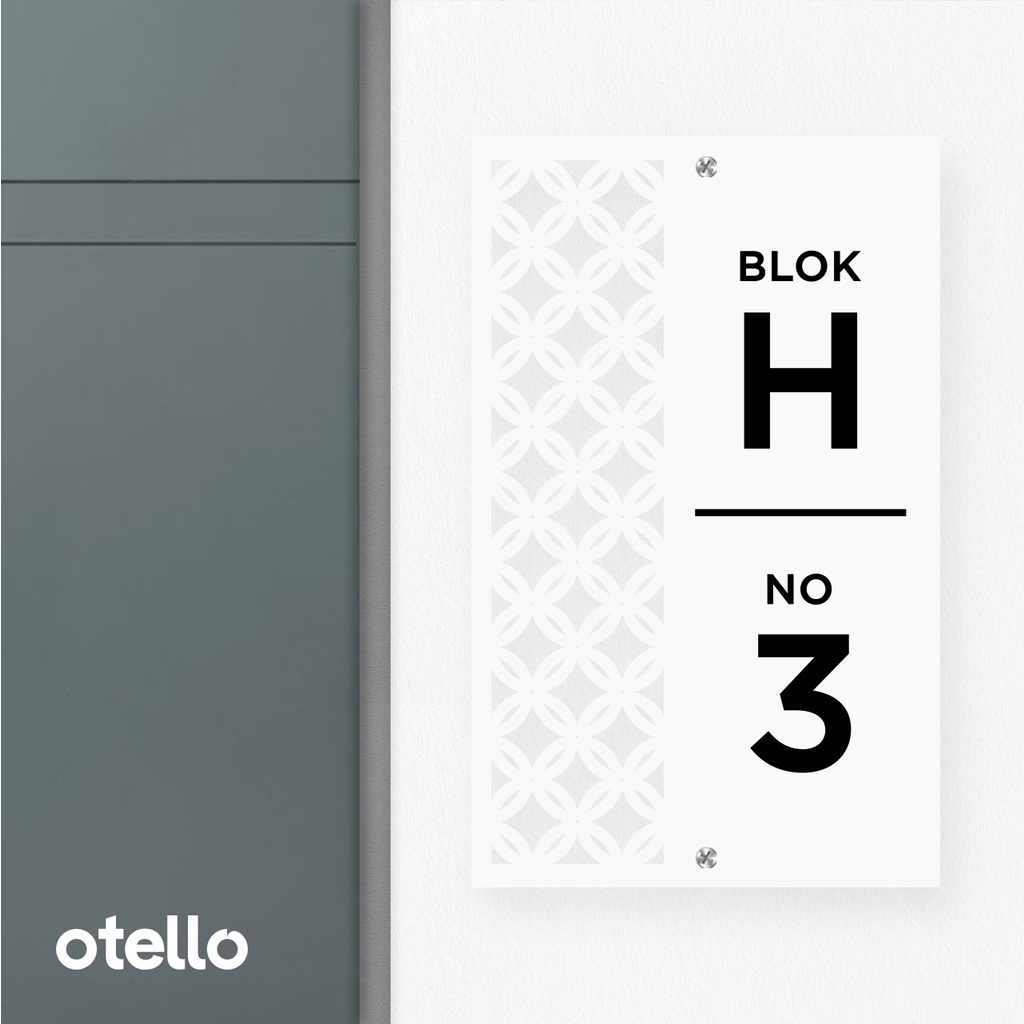 Otello Custom Nomor Rumah Akrilik Papan Alamat Nomer No Rumah Minimalist Print Acrylic Label House Number Label Estetik Mewah Modern Eksklusif