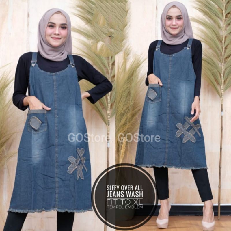 OVERALL JEANS JUMBO WANITA | OVERAL BIG SIZE | BAJU KODOK JEANS KEKINIAN