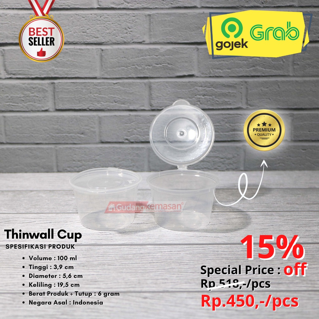 THINWALL BULAT 100ML THINWALL CUP MERPATI CUP SAMBAL PUDING AGAR PER 25PCS