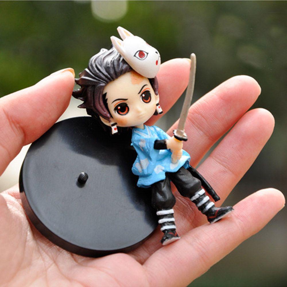 TOP 6pcs /Set Patung Anime Dekorasi Kerajinan Dekorasi Kamar Miniatur Kartun Model Modle Mainan PVC Demon Slayer Kimetsu No Yaiba