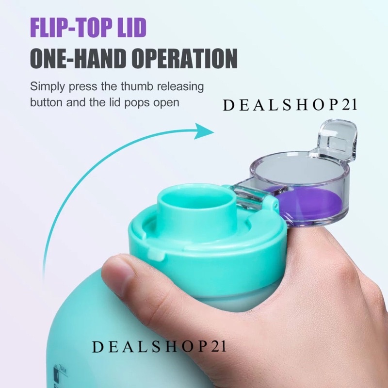 BOTOL MINUM VIRAL 2.2 LITER, Botol Minum Termos Motivasi 2,2 Liter, Tutup Flip BPA Free + PACKING KOTAK / KARDUS