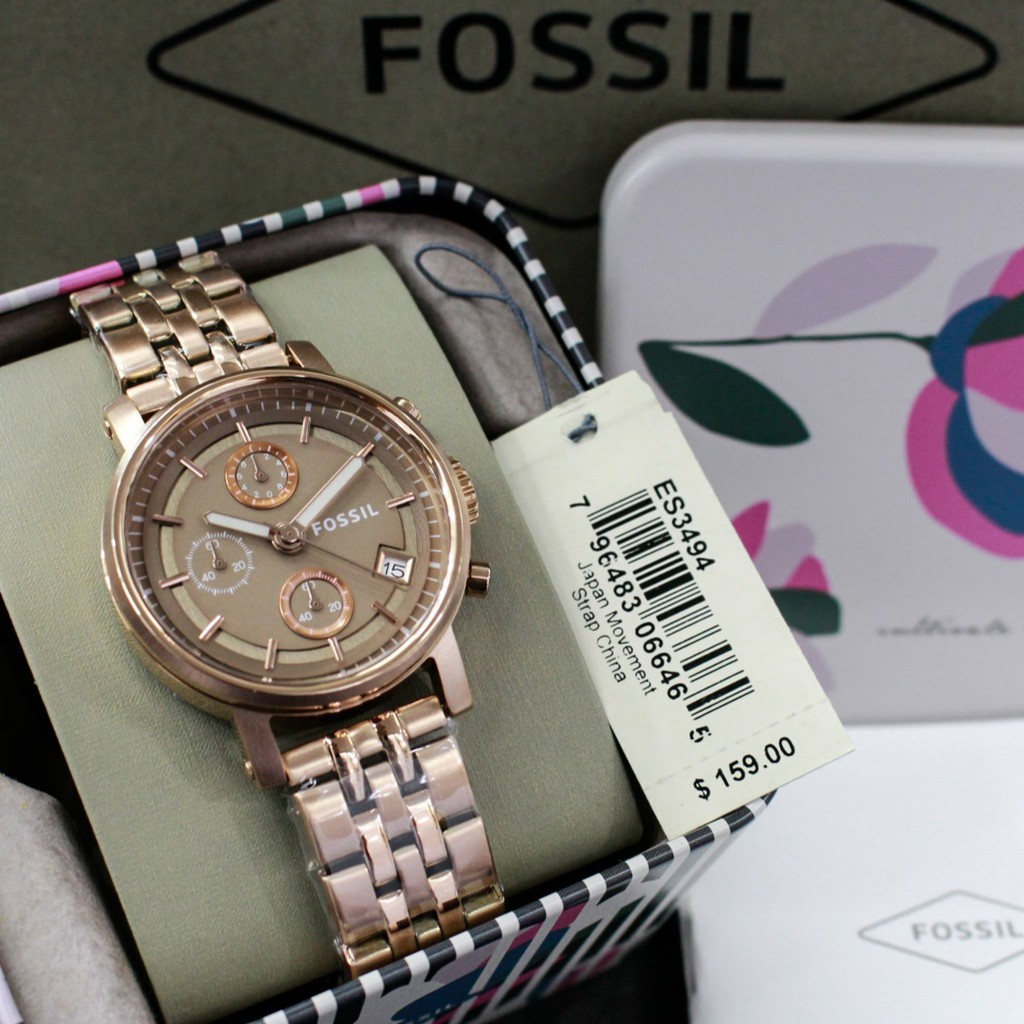 JAM TANGAN PRIA WANITA | RANTAI | KULIT | KARET | MURAH | WANITA ROSEGOLD BROWN ES 3494