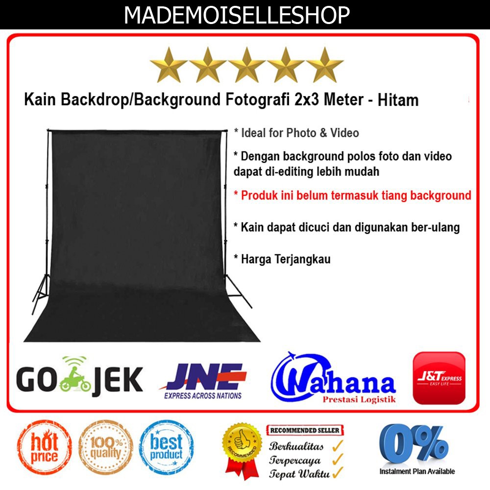 Kain Background/Backdrop Studio Fotografi 3x5 Meter - Hitam