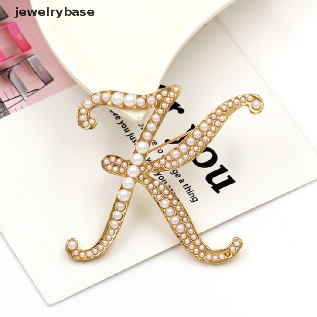 1pc Bros Pin Korsase Desain Tulisan Inggris Aksen Mutiara