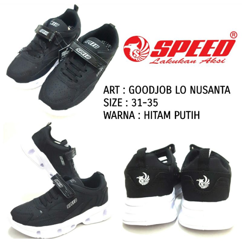 SEPATU SEKOLAH KREKETAN UNISEX HITAM PUTIH SPEED GOODJOB LO NUSANTA TERBARU HARGA TERMURAH