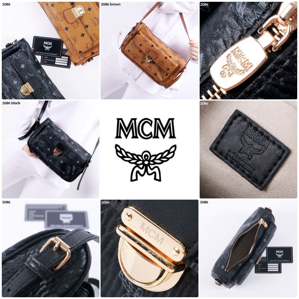 COD ❤️ Tas Wanita mini MCM Front Lock Crossbodybag Premium full emboss