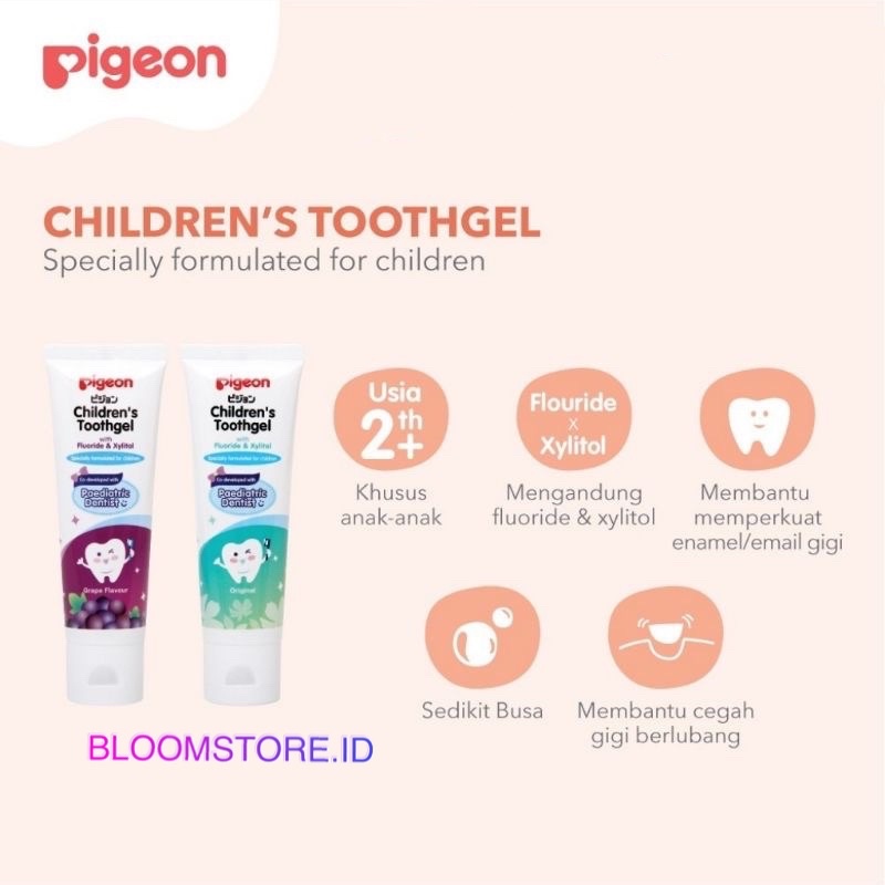 PIGEON Children Toothgel Tooth Paste Gel Pasta Odol Gigi Anak Minimal 2 Tahun Toothpaste Original Grape 45gr 45g 45gram 45 g gr gram