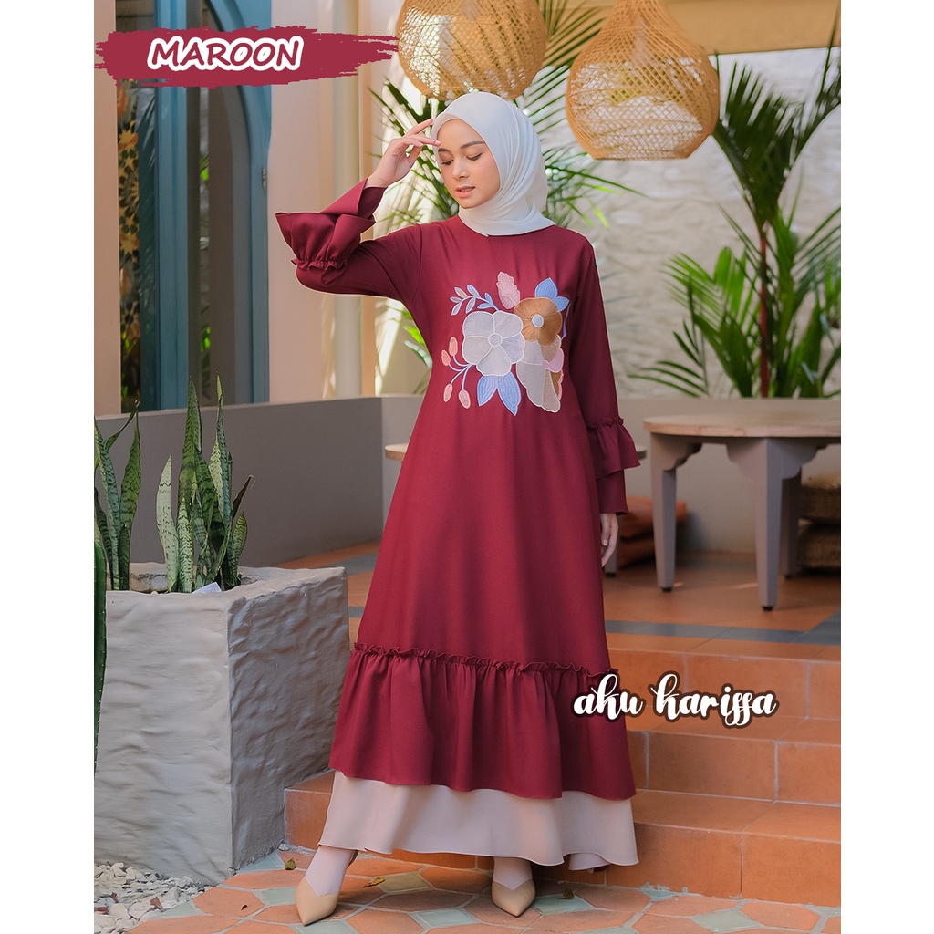 Nauren Dress Bordir ORI Aku Karissa - Gamis Bordir Aku Karissa