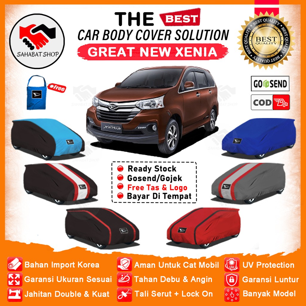 Sahabat Body Cover Mobil Xenia / Sarung Penutup Daihatsu Great New Xenia Outdoor / Selimut Mantel Tutup Pelindung Kerudung Jas Mantol Kelambu Terpal Tutupan Kerodong Pembungkus Bungkus Mobil Xenia Waterproof Anti Air Model Orange