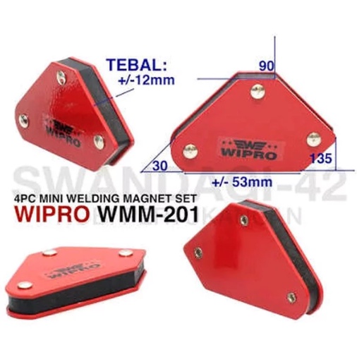 Alat Penjepit Catok Pertukangan Las Siku Magnet Besi Las Mini Holder Welding Magnet Wipro Set isi 4 