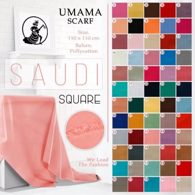 Kerudung Jilbab Segi Empat Polos Rawis SAUDIA UMAMA Hijab Jilbab Brand UMAMA ORIGINAL 100%