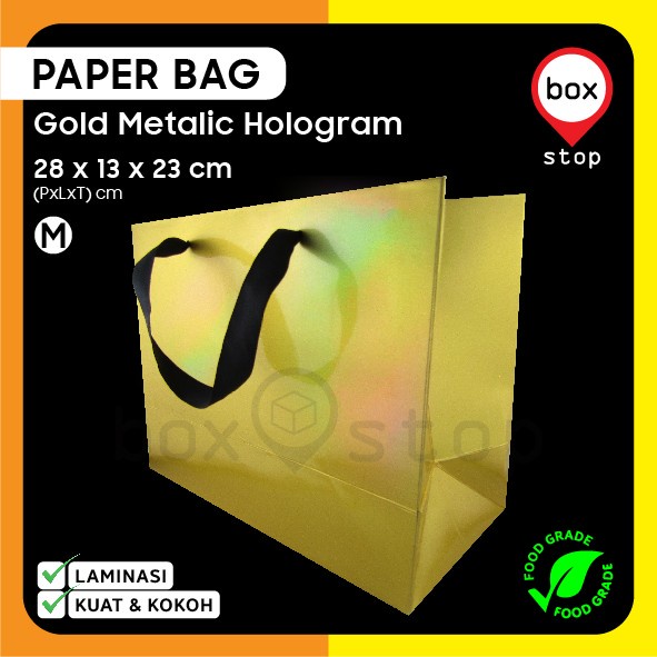 

Paper Bag Emas - Paper Bag Gold - Paper Bag Hologram 28x13x23 (5pcs)