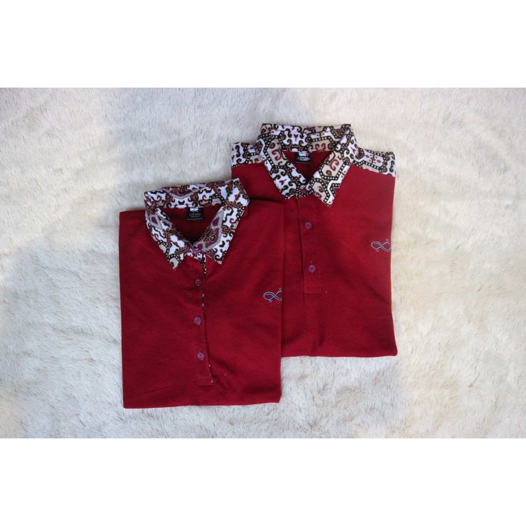 Loyal Kaos Polo Batik Maroon Modern Pria Dan Wanita M L XL XXL