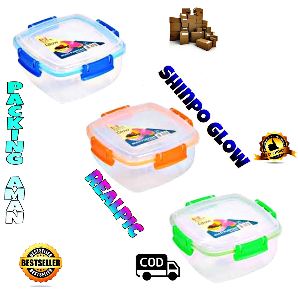 ( BISA COD ) PROMO Shinpo SIP-328 Glow / Kotak Plastik Polos / Kotak Makan / Food Storage / Wadah Makanan - 1.5L