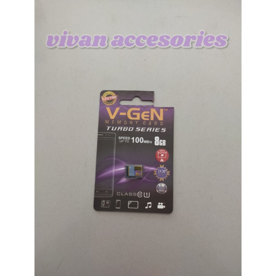 Micro SD V-GEN Turbo 8GB Class 10 Memory Hp Original non adaptor