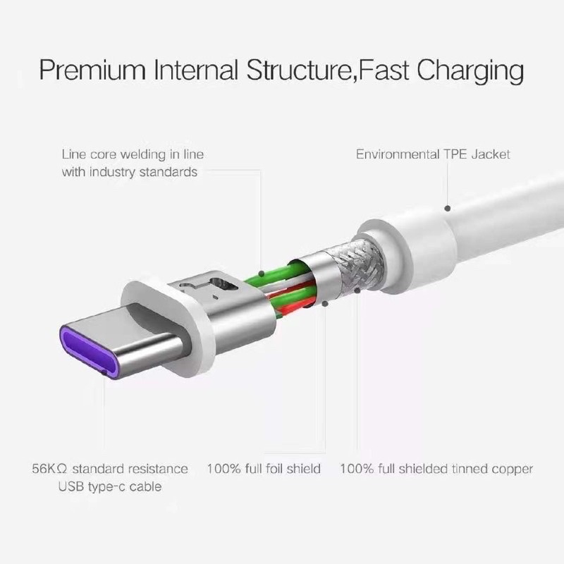 LANGSUNG PABRIK / GARANSI SUPPORT FAST CHARGING / Type-C 5A Kabel Charger Fast Charging 5A Kabel Data Android