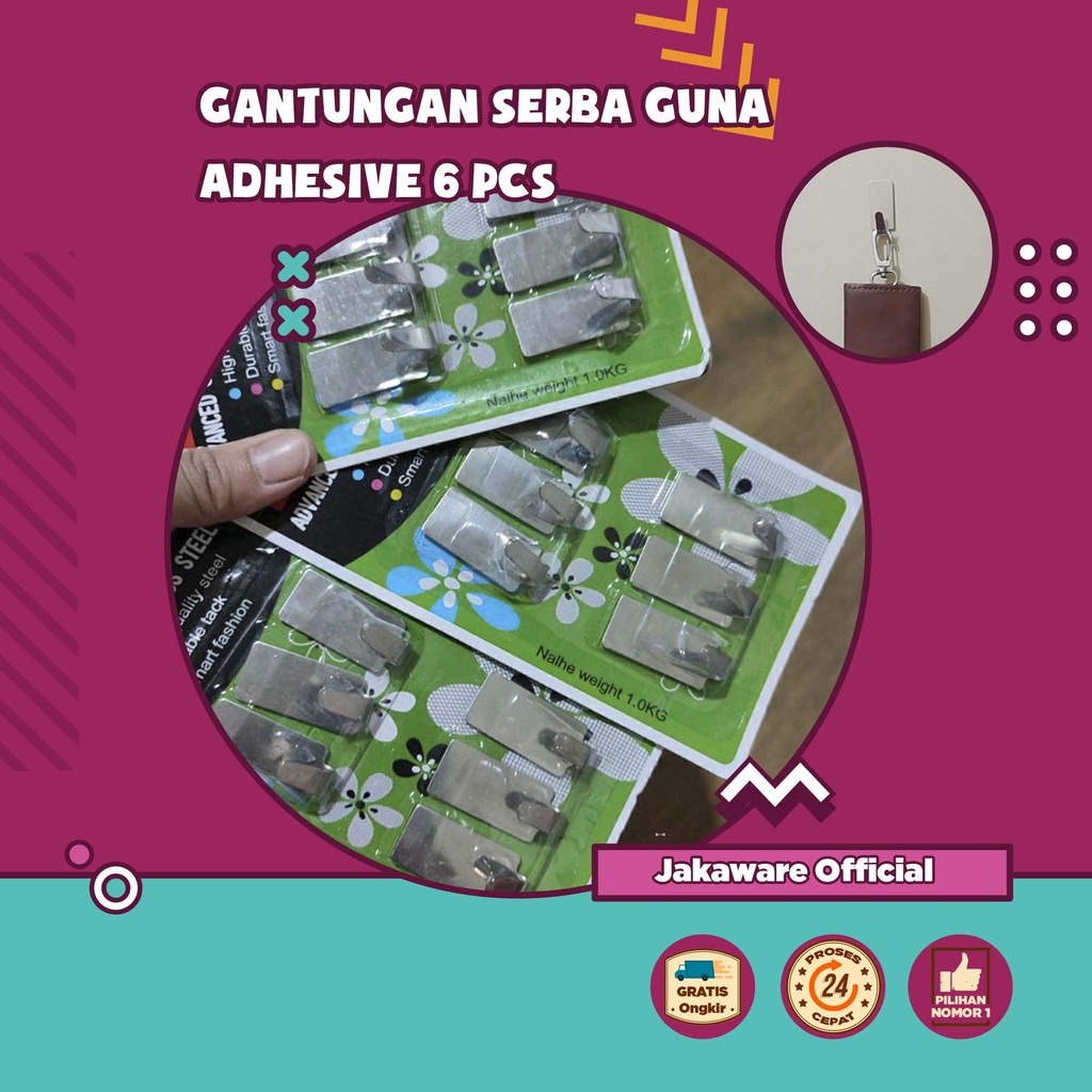 [BISA COD] GANTUNGAN SERBAGUNA ADHESIVE 6 PCS SERBA GUNA [BEST QUALITY] MENEMPEL TEMPEL TEMBOK DINDI