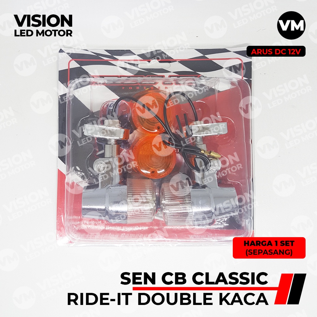 [RIDE-IT] LAMPU SEN CB CLASSIC RIDE-IT DOBEL KACA BULAT