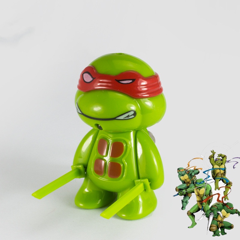 1pc Gantungan Kunci Action Figure Teenage Mutant Ninja Turtles Bahan PVC Dengan Lampu LED