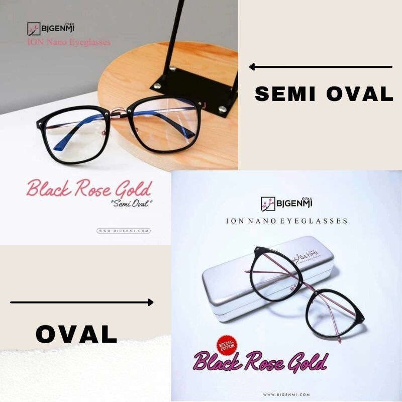 Kacamata Bigenmi premium Black Rose Gold kacamata Ion Nano Kacamata terapi nano kacamata K Ion Nano 