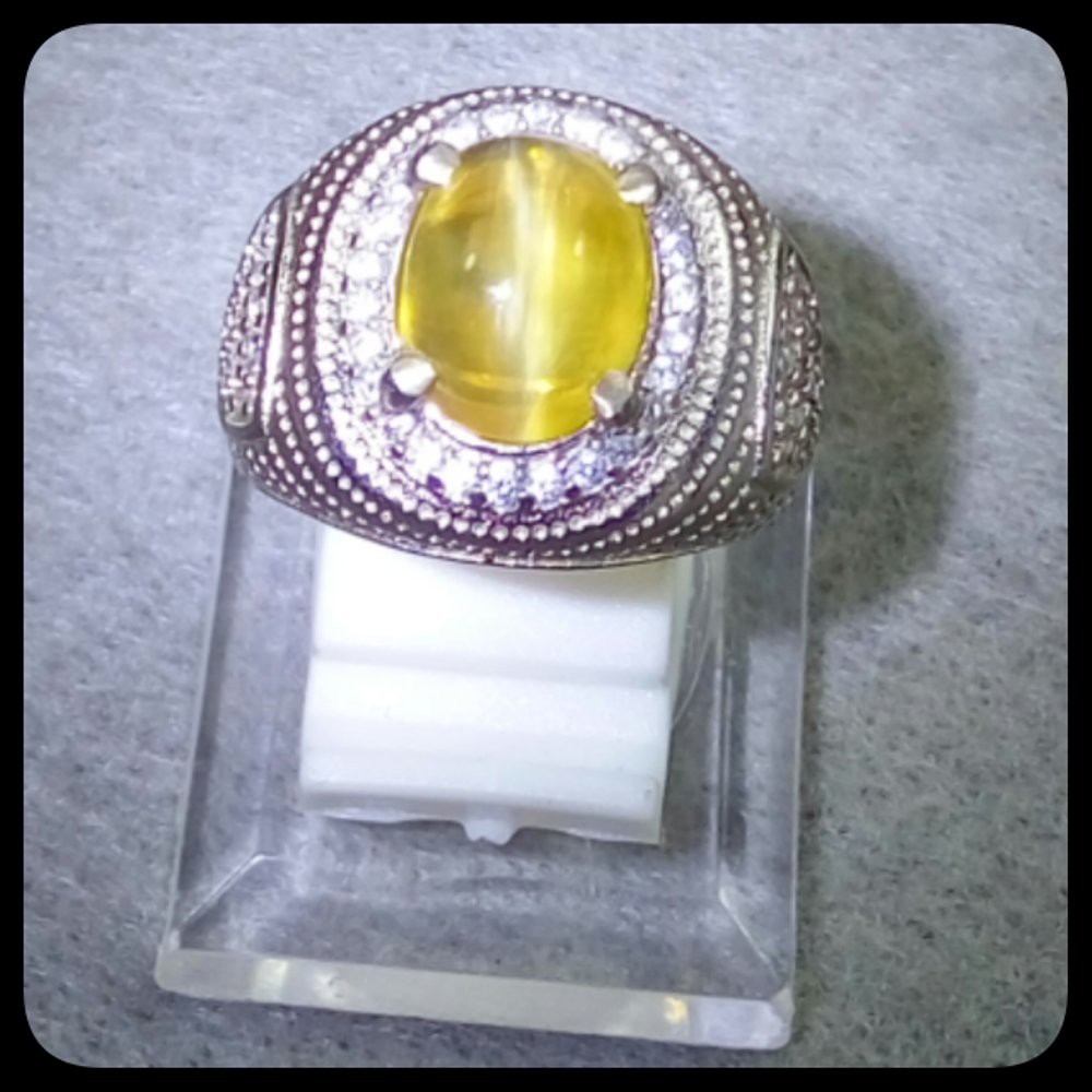 CINCIN NATURAL OPAL CAT EYE LUSTER AJIB TALI GARIS LURUS