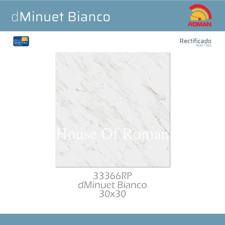 ROMAN KERAMIK LANTAI KAMAR MANDI dMinuet Bianco 30x30 33366RP GRADE 1
