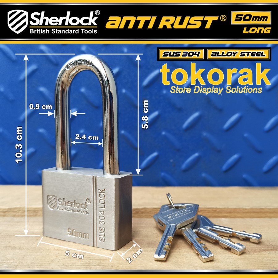 GEMBOK STAINLESS STEEL ANTI RUST 50MM PJG SHERLOCK - GEMBOK ANTI KARAT