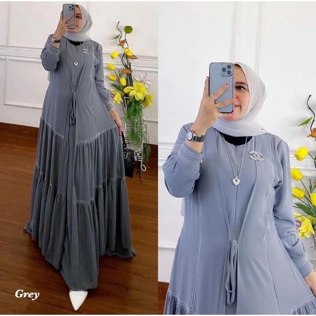 GAMIS WANITA TERBARU DIANA DRESS BAHAN CERUTY BABYDOLL MIX FULL PURING LD 110 CM PB 140 CM ZIPPER DEPAN / BUSUI GAMIS CERUTY WANITA TERBARU 2023 KEKINIAN DRESS WANITA FASHION MUSLIM KONDANGAN MAXI DRESS WANITA LENGAN PANJANG