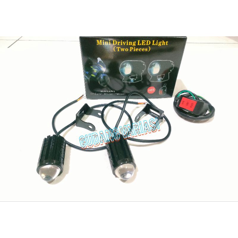 LAMPU TEMBAK MINI LASER GUN D2 PUTIH KUNING JAUH DEKAT | 2 PCS LAMPU + SAKLAR